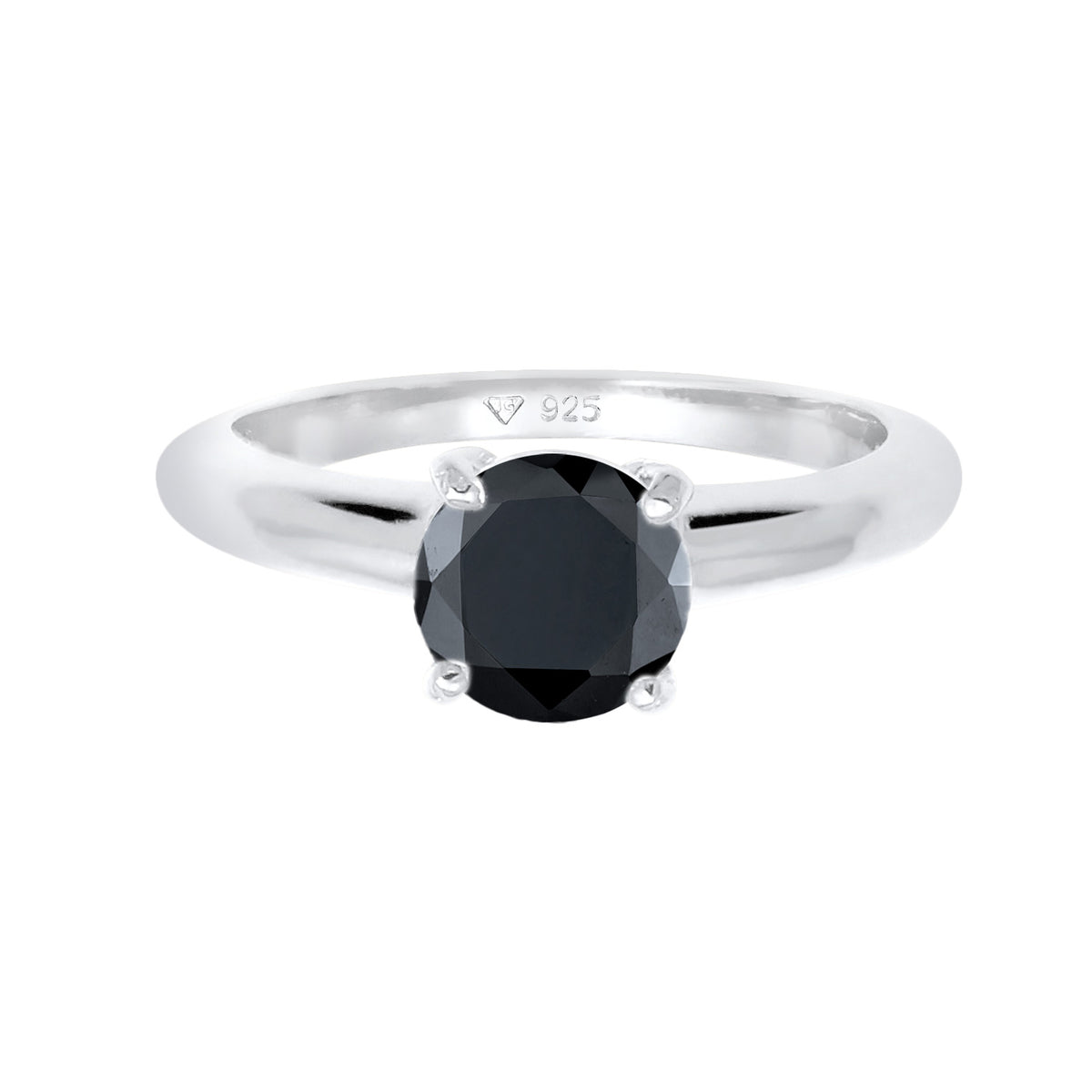 Schwarz - Elli | Solitär-Ring | Zirkonia ( Schwarz ) | 925er Sterling Silber