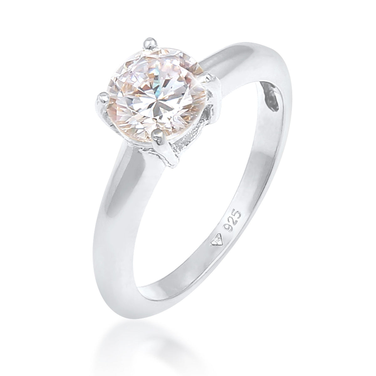 Silber - Elli | Solitär-Ring | Zirkonia ( Weiß ) | 925er Sterling Silber