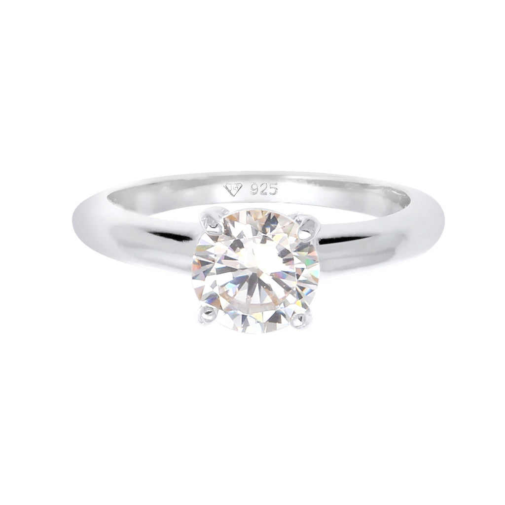 Silber - Elli | Solitär-Ring | Zirkonia ( Weiß ) | 925er Sterling Silber