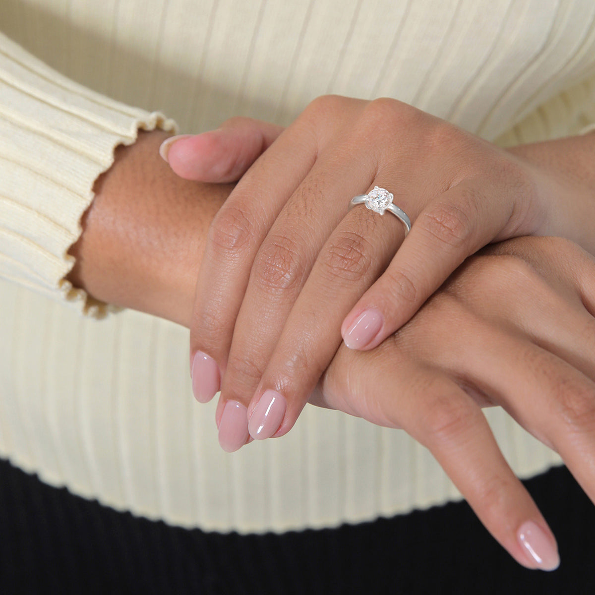 Silber - Elli | Solitär-Ring | Zirkonia ( Weiß ) | 925er Sterling Silber