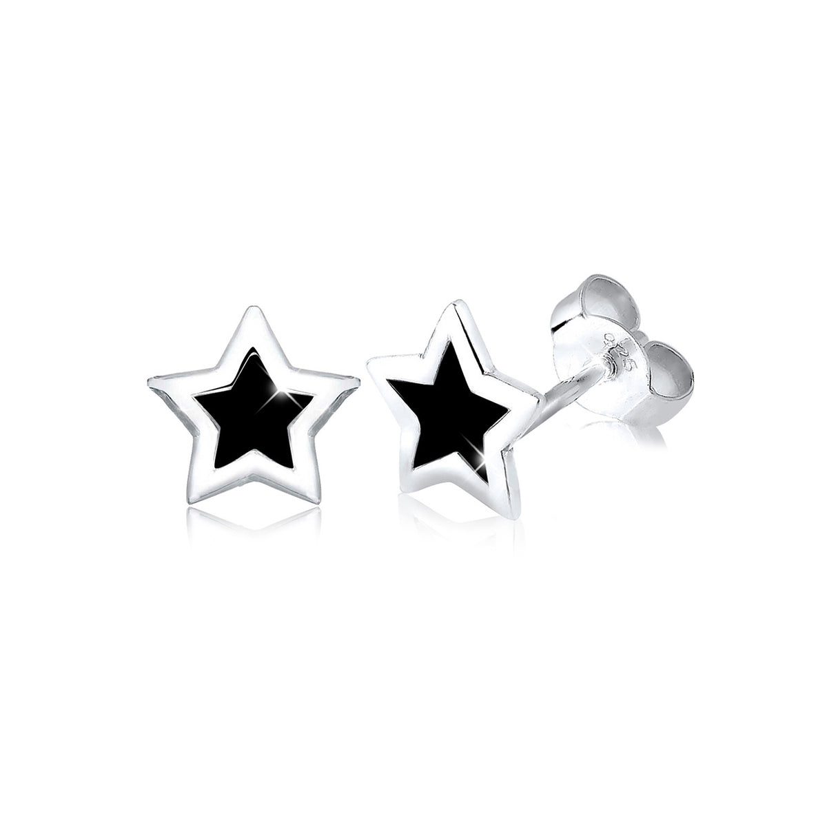 Schwarz - Elli | Ohrstecker Stern | 925er Sterling Silber