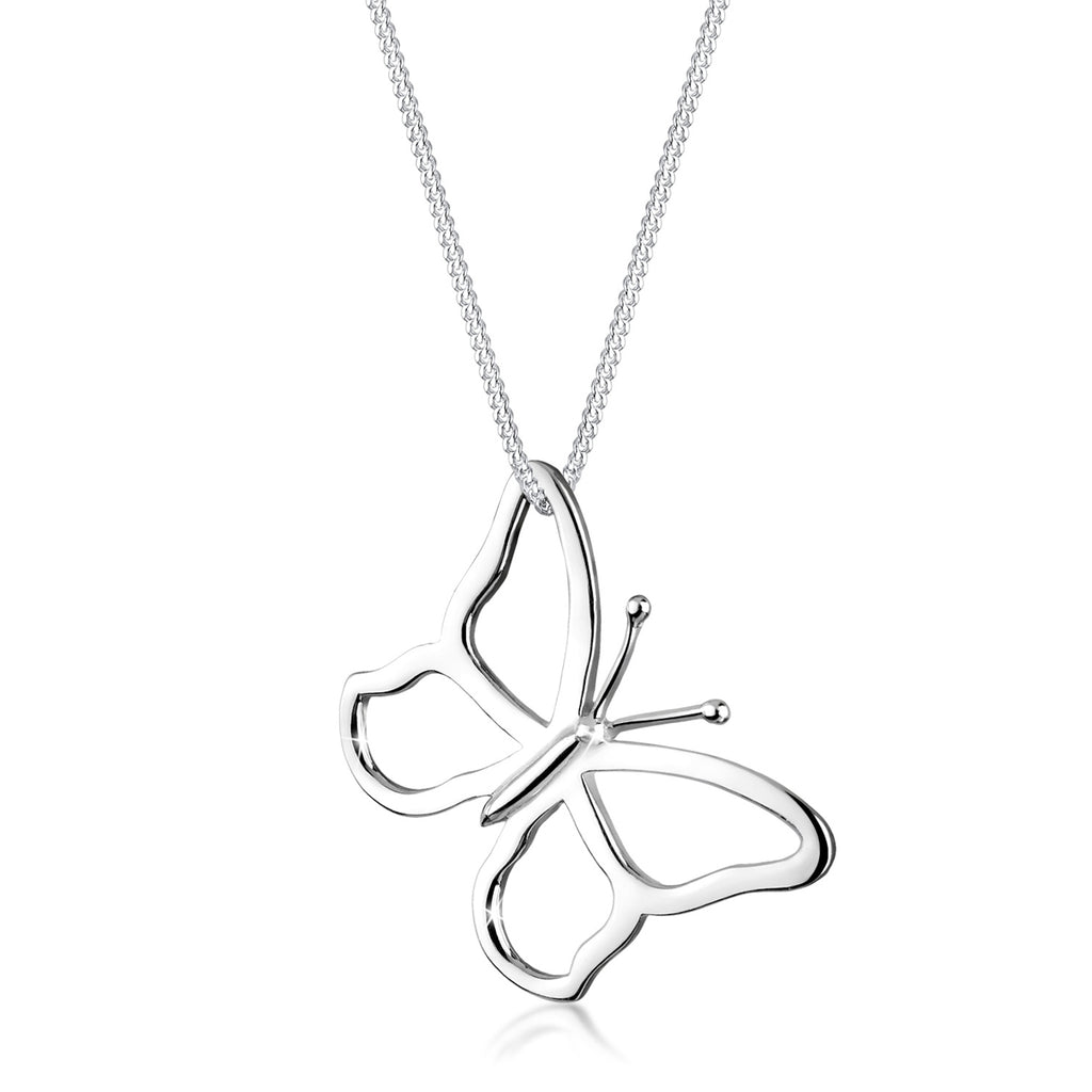 Silber - Elli | Lange Halskette Schmetterling | 925er Sterling Silber