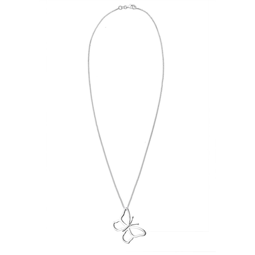 Silber - Elli | Lange Halskette Schmetterling | 925er Sterling Silber