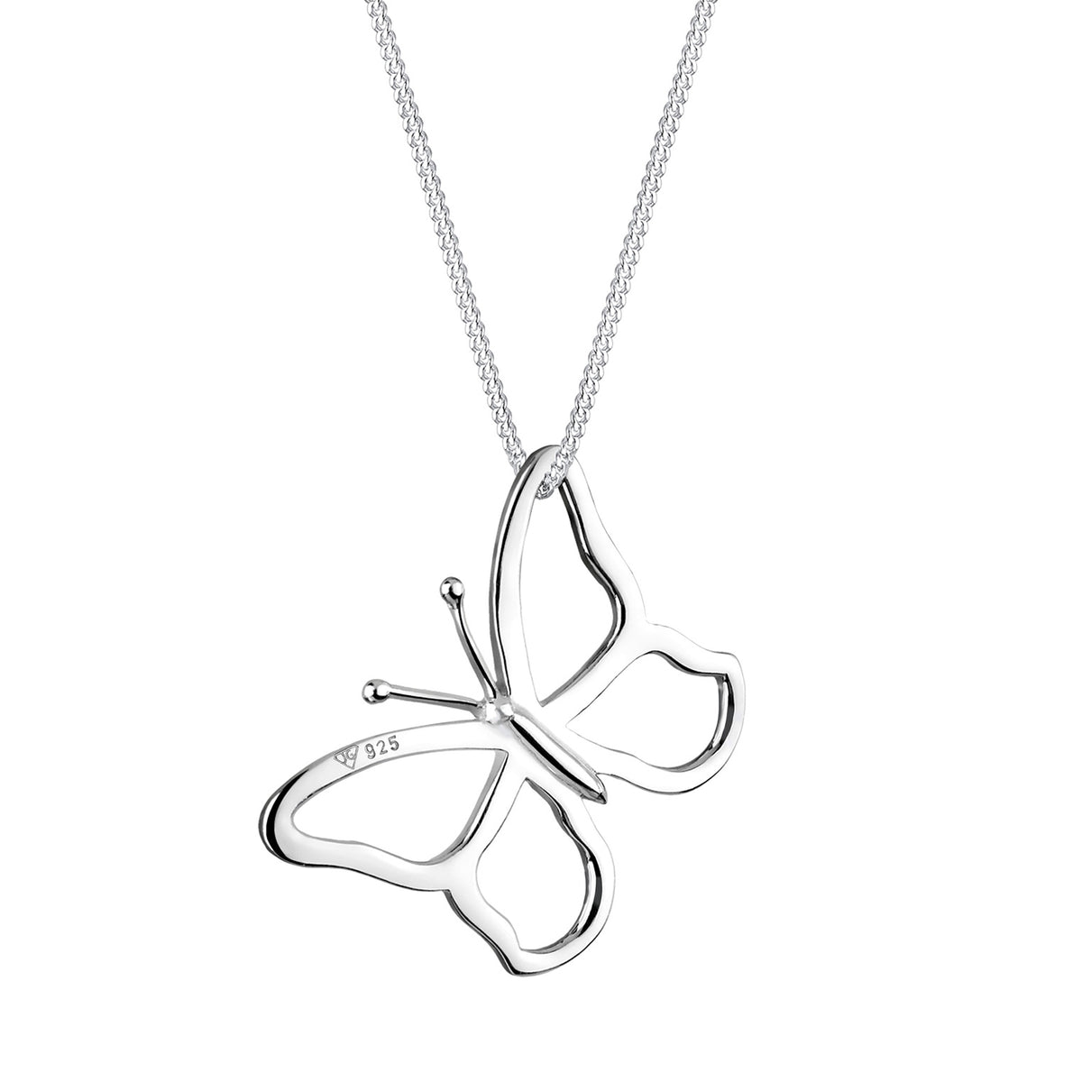 Silber - Elli | Lange Halskette Schmetterling | 925er Sterling Silber