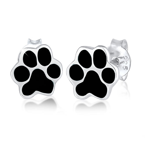 Schwarz - Elli | Ohrstecker Pfote | 925er Sterling Silber