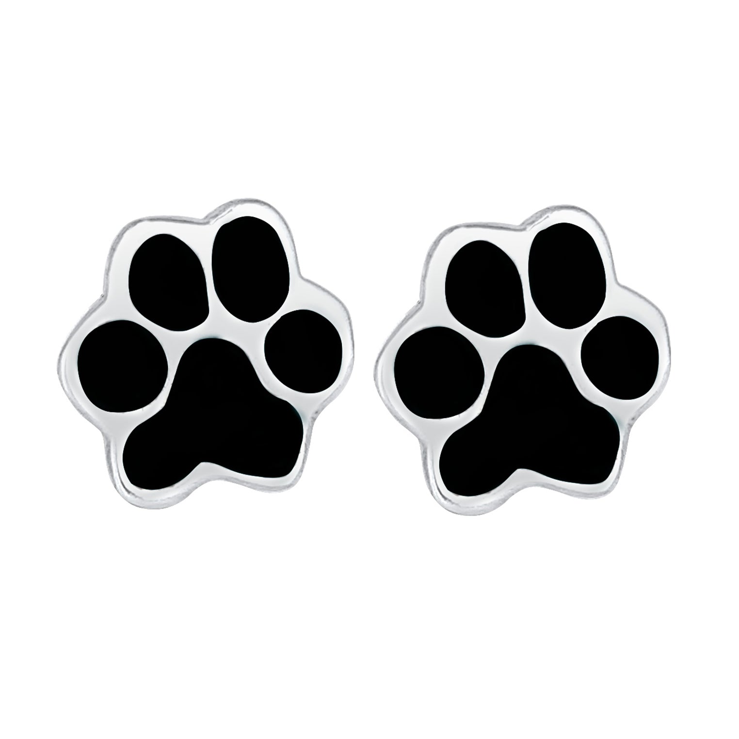 Schwarz - Elli | Ohrstecker Pfote | 925er Sterling Silber