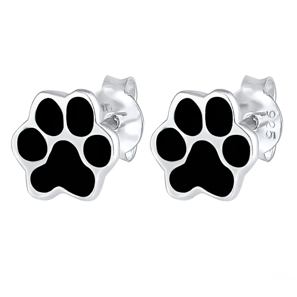 Schwarz - Elli | Ohrstecker Pfote | 925er Sterling Silber