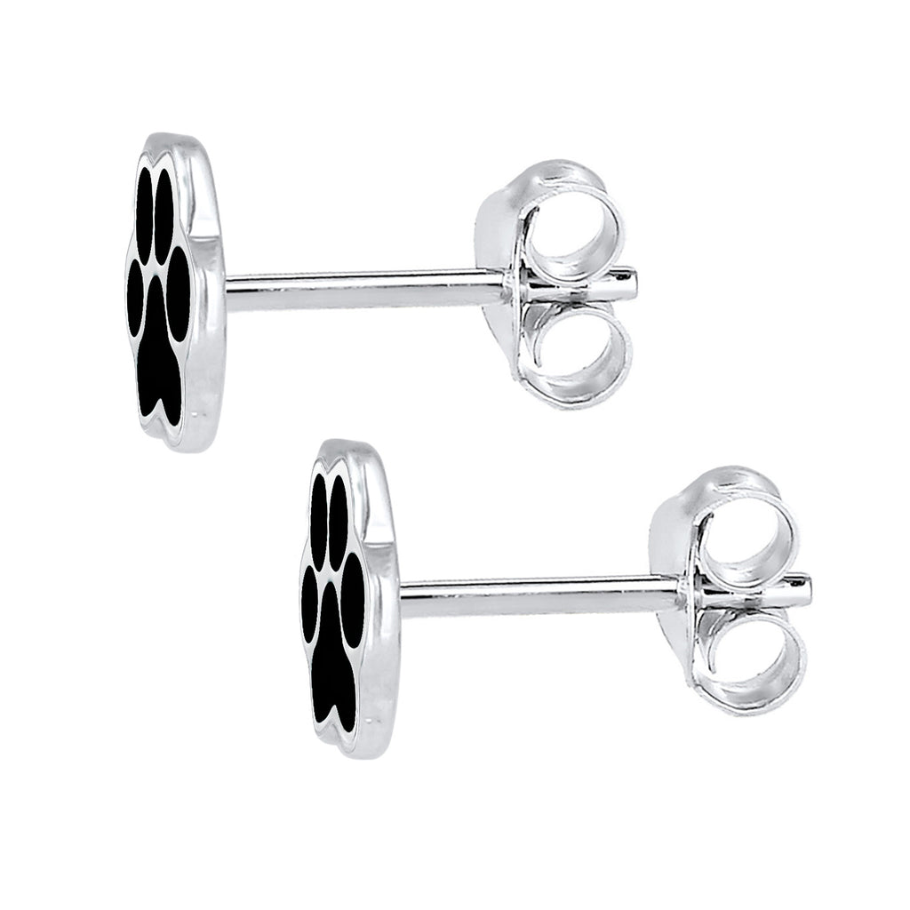 Schwarz - Elli | Ohrstecker Pfote | 925er Sterling Silber