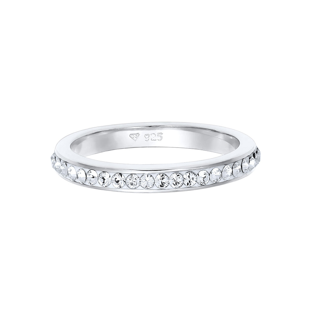 Weiß - Elli | Bandring | Kristall ( Weiß ) | 925er Sterling Silber