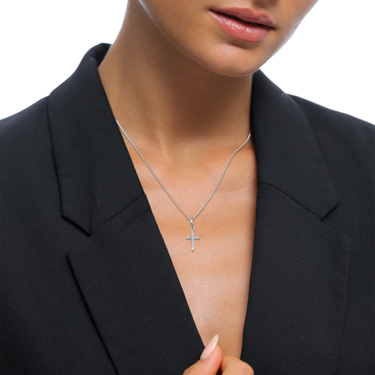 Silber - Elli | Halskette Kreuz Basic | 925er Sterling Silber