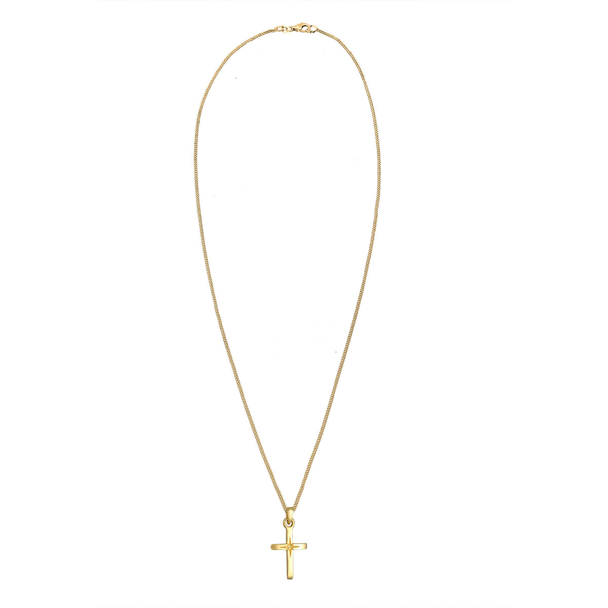 Gold - Elli | Halskette Kreuz Anhänger | 925 Sterling Silber vergoldet