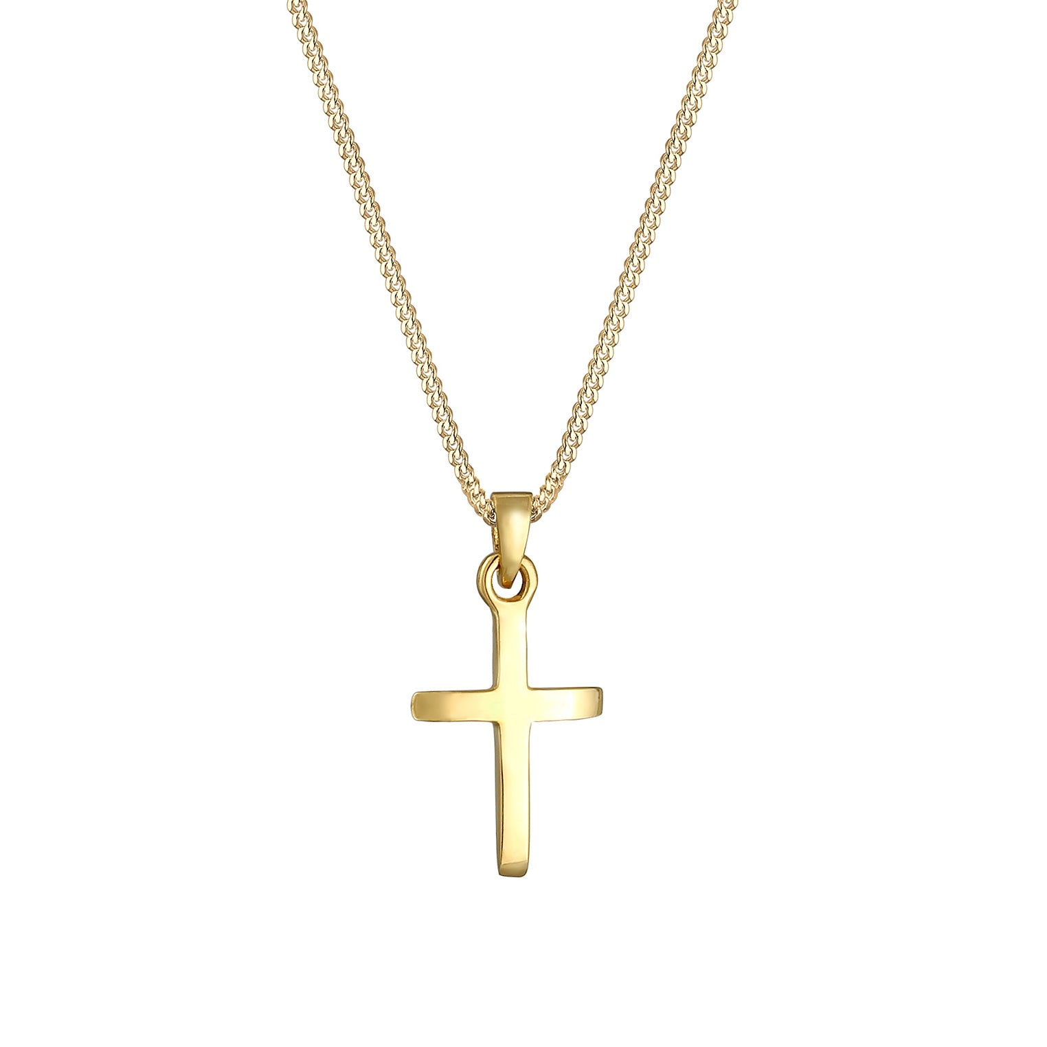 Gold - Elli | Halskette Kreuz Anhänger | 925 Sterling Silber vergoldet