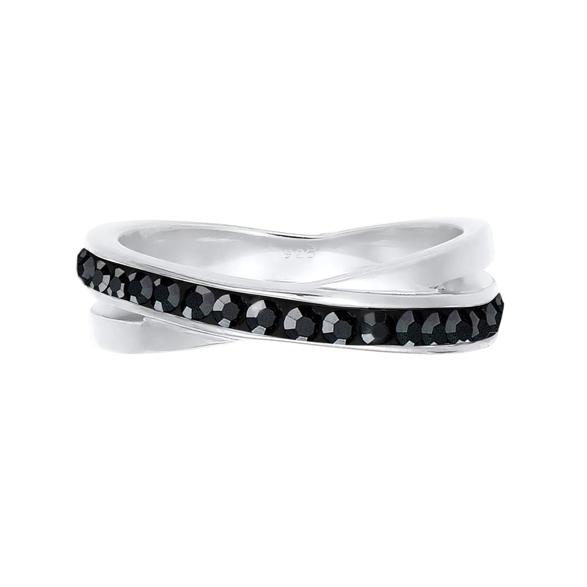 Silber - Elli | Wickelring | Kristall ( Schwarz ) | 925er Sterling Silber
