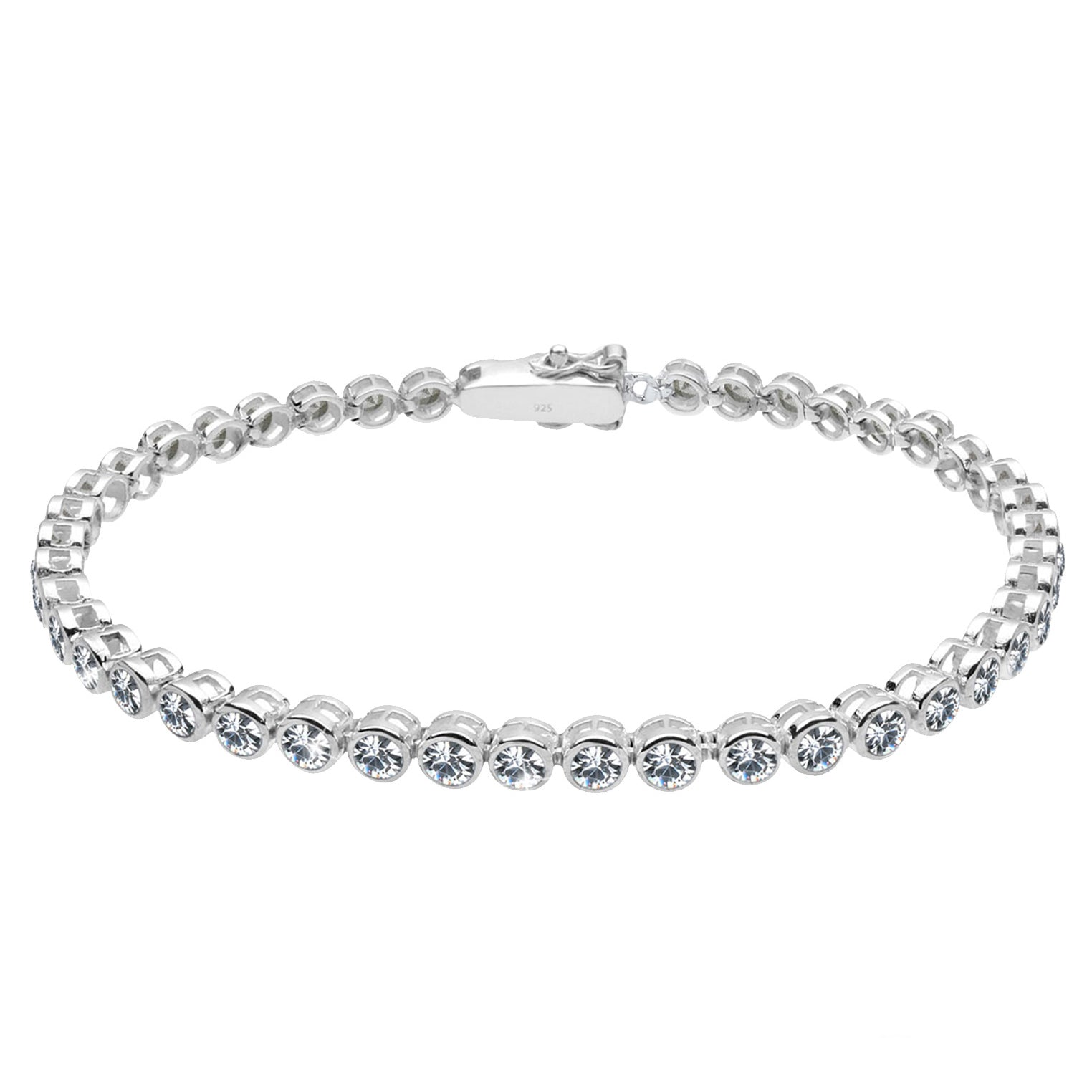 Silber - Elli | Tennisarmband | Mit Kristallen von Swarovski® (Weiß) | 925er Sterling Silber