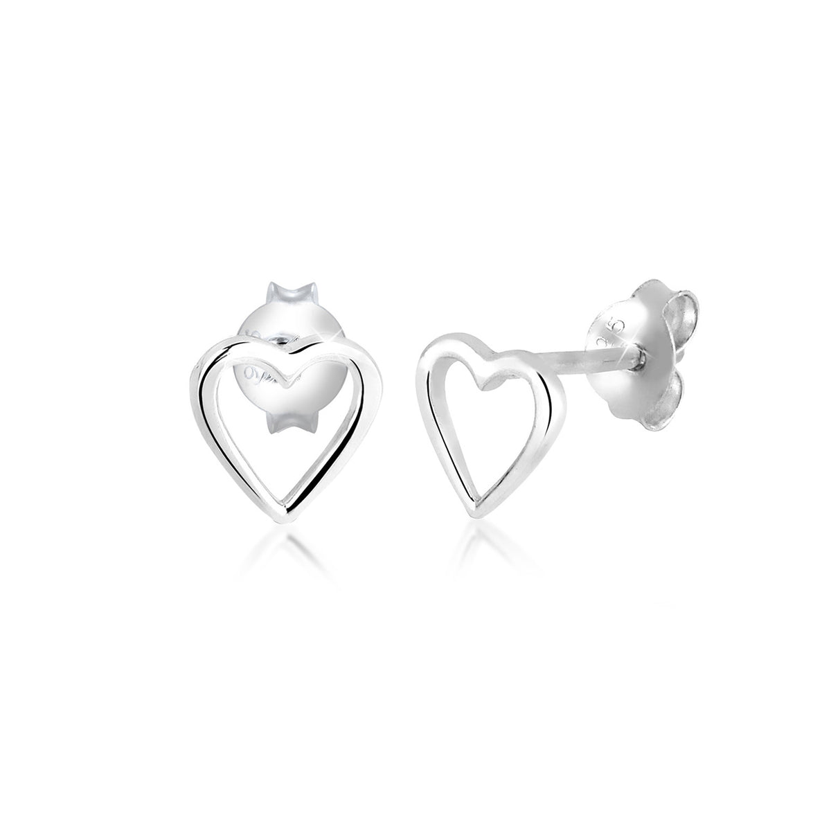 Silber - Elli | Ohrstecker Herz | 925er Sterling Silber