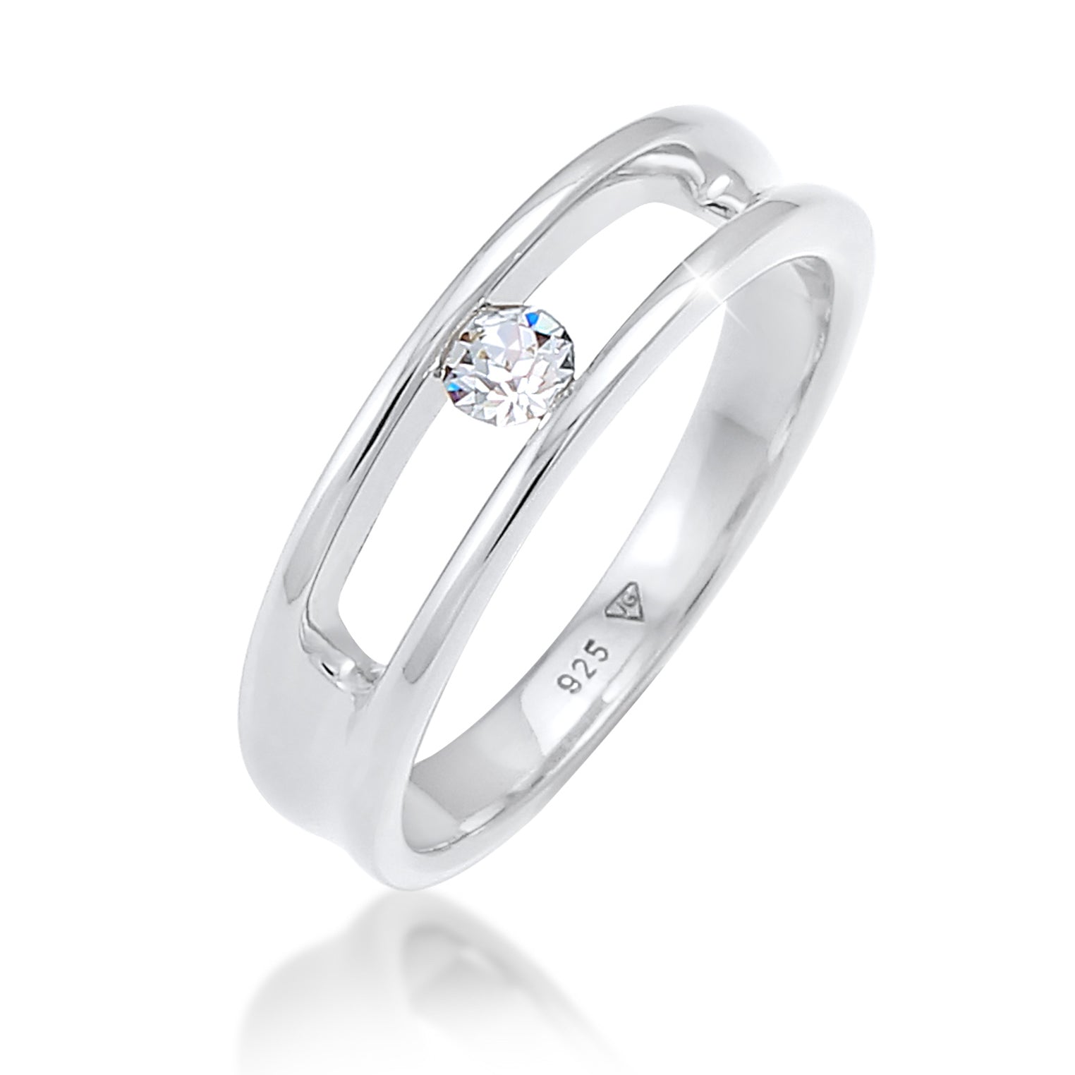 Silber - Elli | Solitär-Ring | Mit Kristallen von Swarovski® (Weiß) | 925er Sterling Silber
