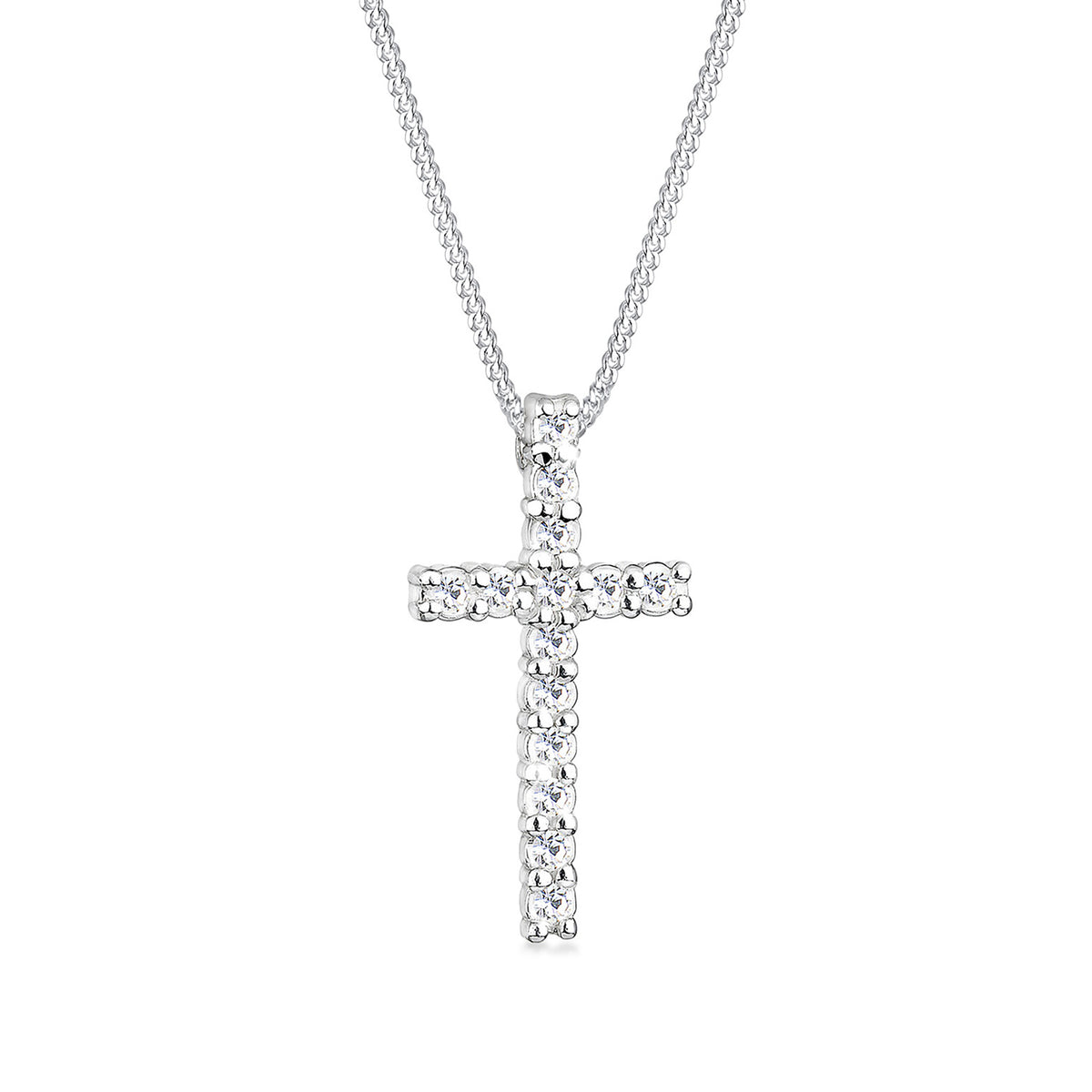 Silber - Elli | Halskette Kreuz | Mit Kristallen von Swarovski® (Weiß) | 925er Sterling Silber