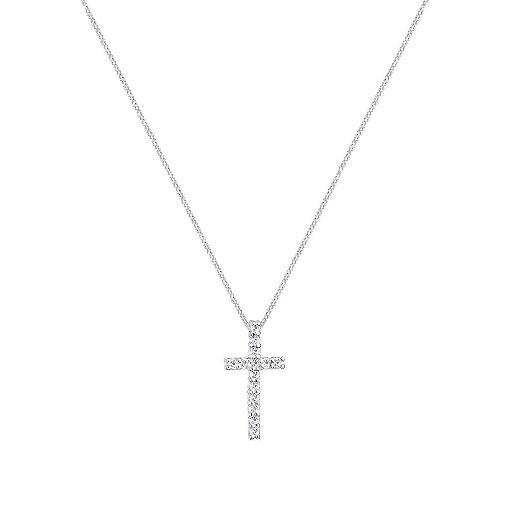 Silber - Elli | Halskette Kreuz | Mit Kristallen von Swarovski® (Weiß) | 925er Sterling Silber