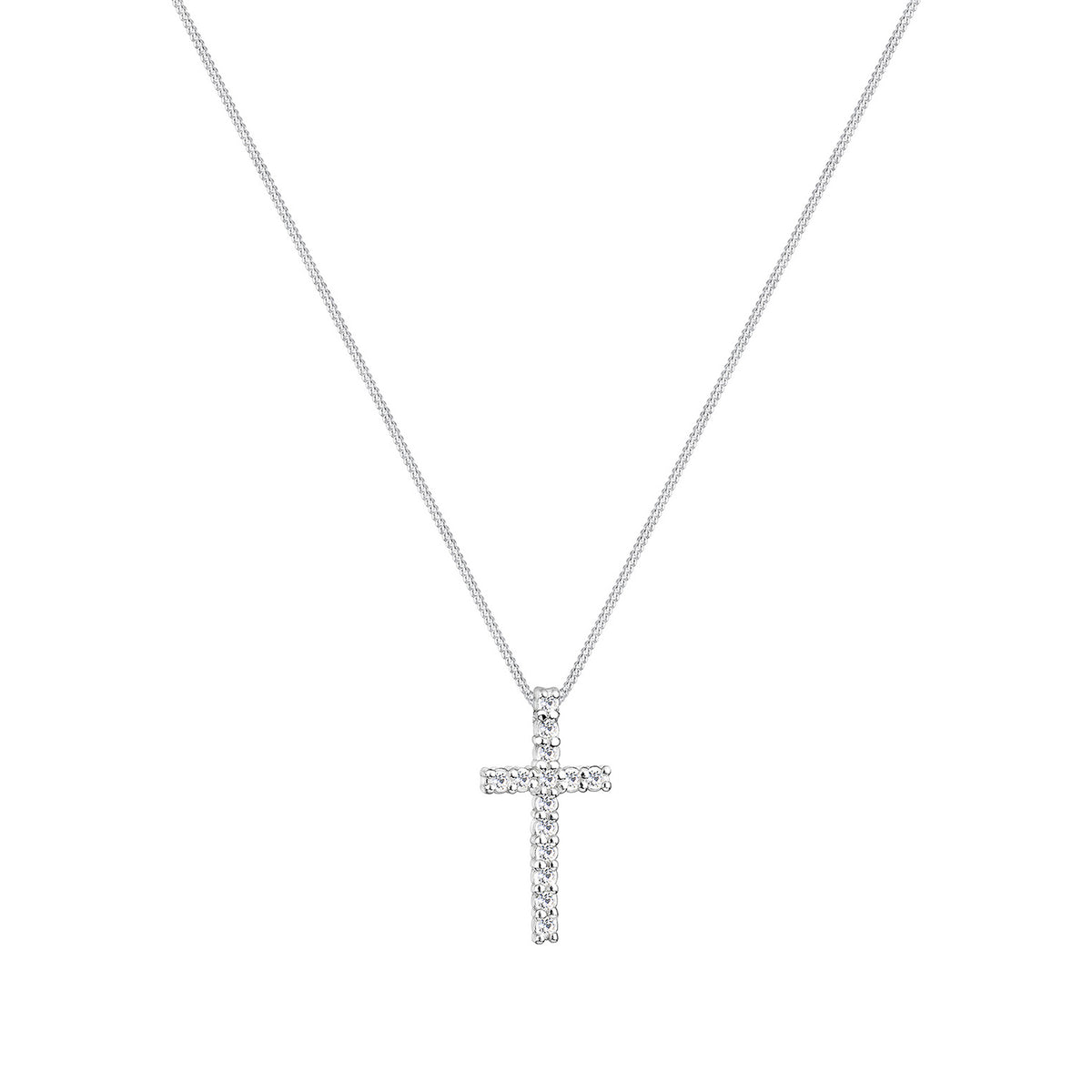 Silber - Elli | Halskette Kreuz | Mit Kristallen von Swarovski® (Weiß) | 925er Sterling Silber