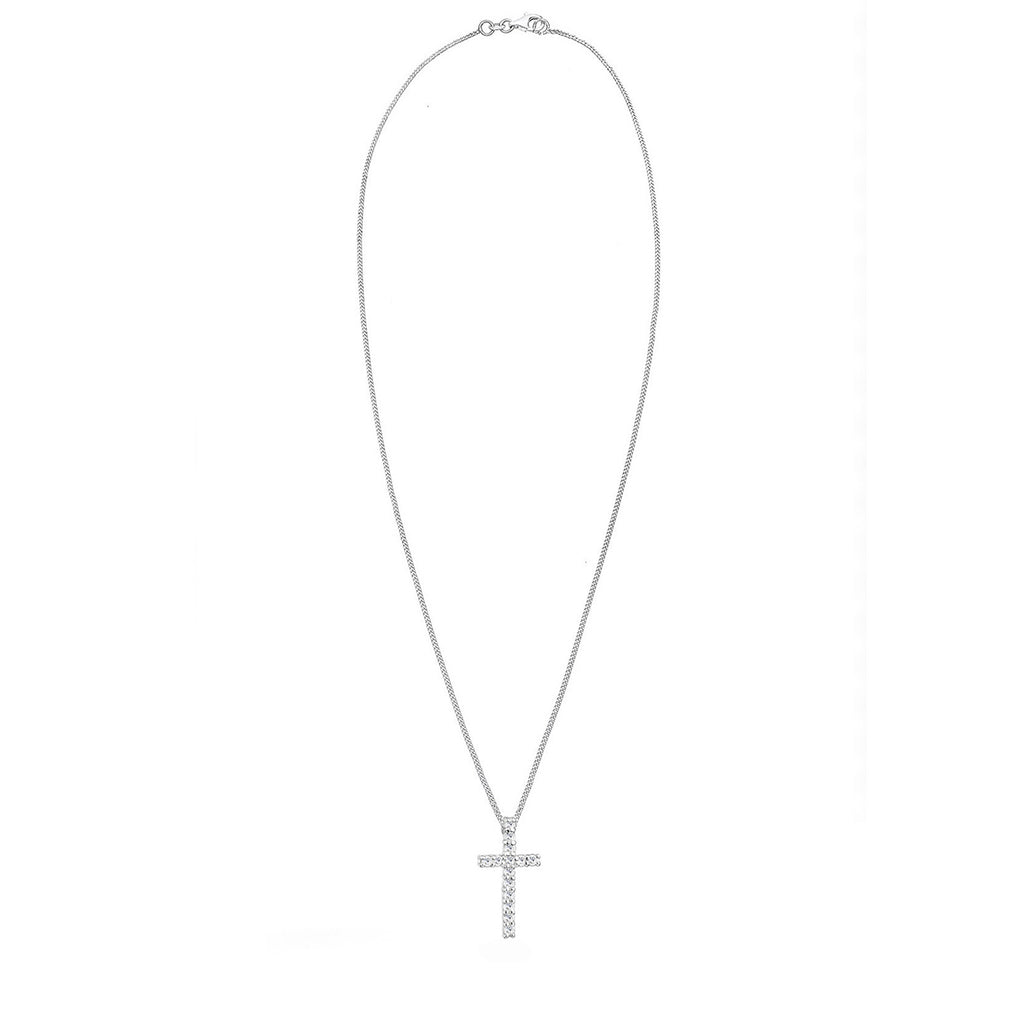 Silber - Elli | Halskette Kreuz | Mit Kristallen von Swarovski® (Weiß) | 925er Sterling Silber