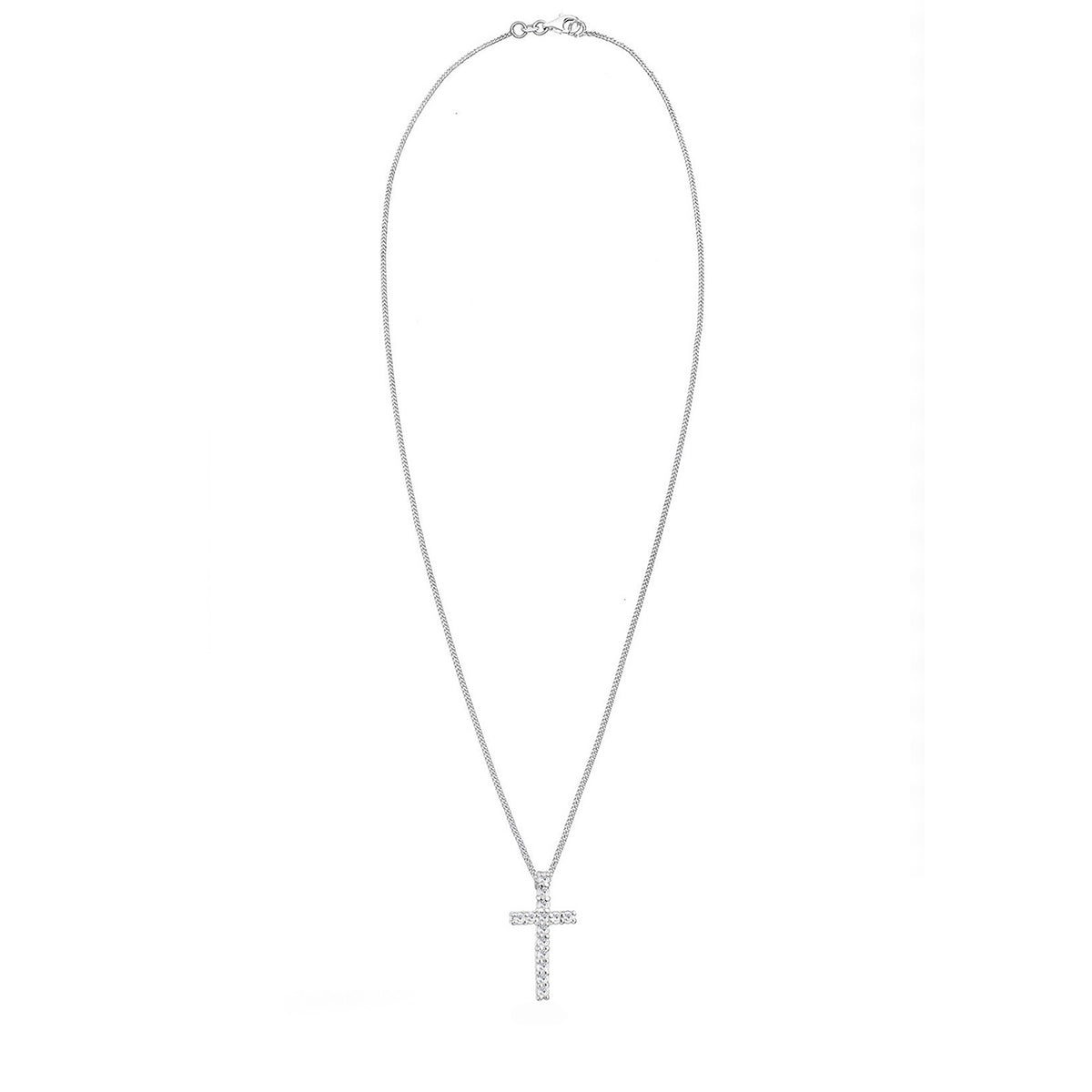 Silber - Elli | Halskette Kreuz | Mit Kristallen von Swarovski® (Weiß) | 925er Sterling Silber