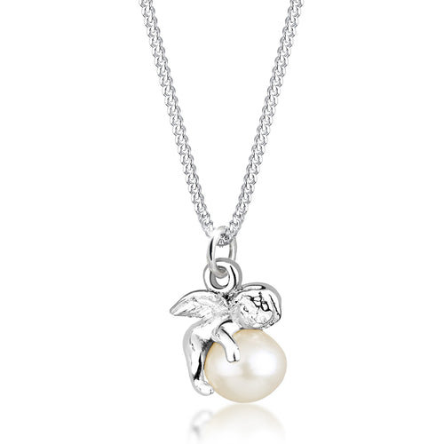 Weiß - Elli | Halskette Engel | Süßwasserperle | 925er Sterling Silber