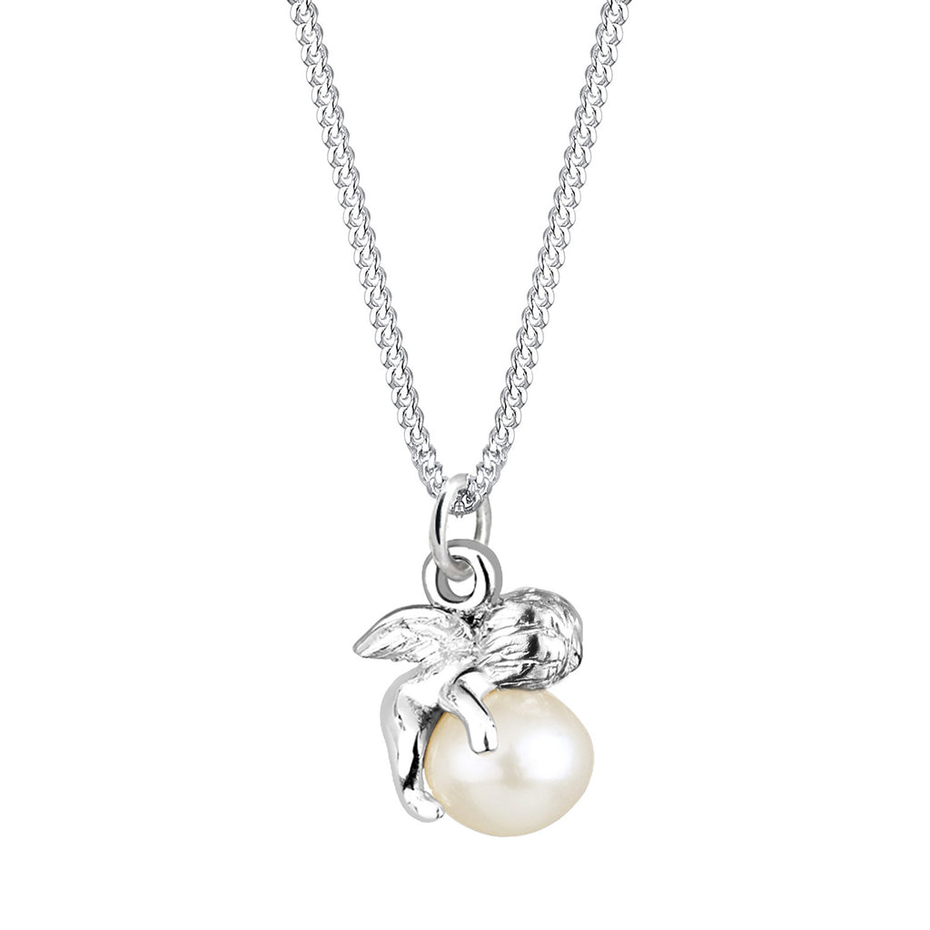 Weiß - Elli | Halskette Engel | Süßwasserperle | 925er Sterling Silber