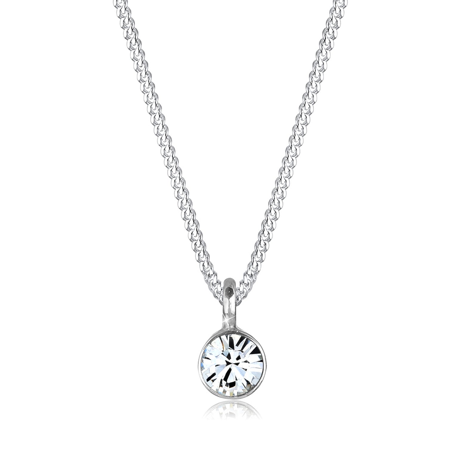 Silber - Elli | Halskette Kreis | Kristall ( Weiß ) | 925er Sterling Silber