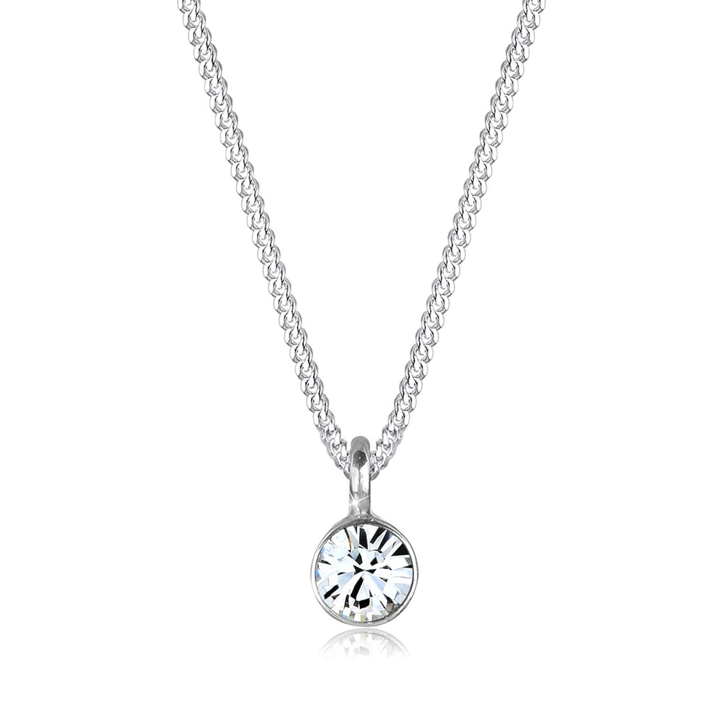 Silber - Elli | Halskette Solitär | Mit Kristallen von Swarovski® (Weiß) | 925er Sterling Silber