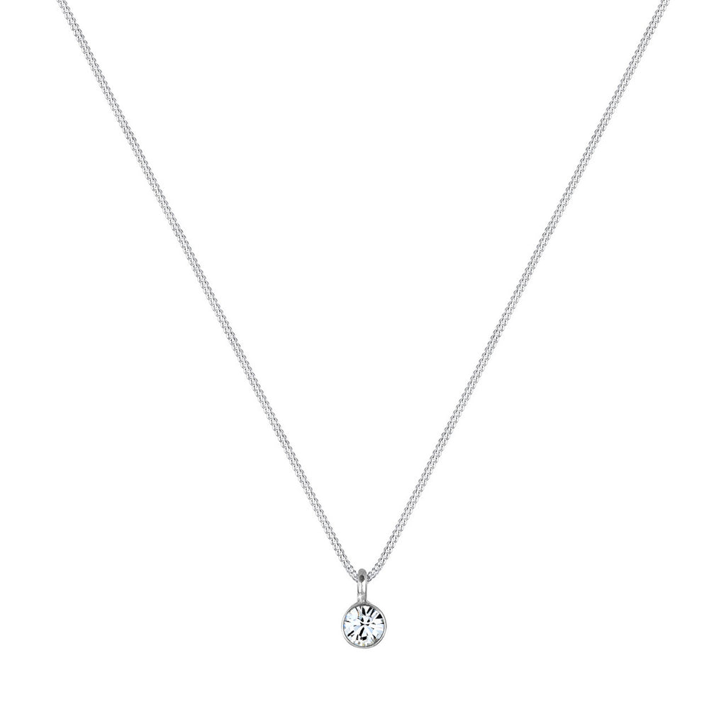 Silber - Elli | Halskette Solitär | Mit Kristallen von Swarovski® (Weiß) | 925er Sterling Silber
