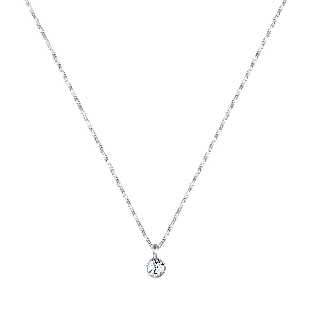 Silber - Elli | Halskette Solitär | Mit Kristallen von Swarovski® (Weiß) | 925er Sterling Silber
