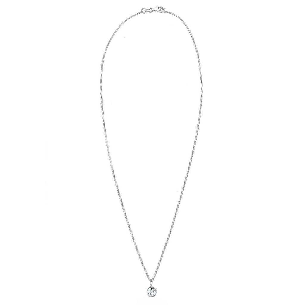 Silber - Elli | Halskette Solitär | Mit Kristallen von Swarovski® (Weiß) | 925er Sterling Silber