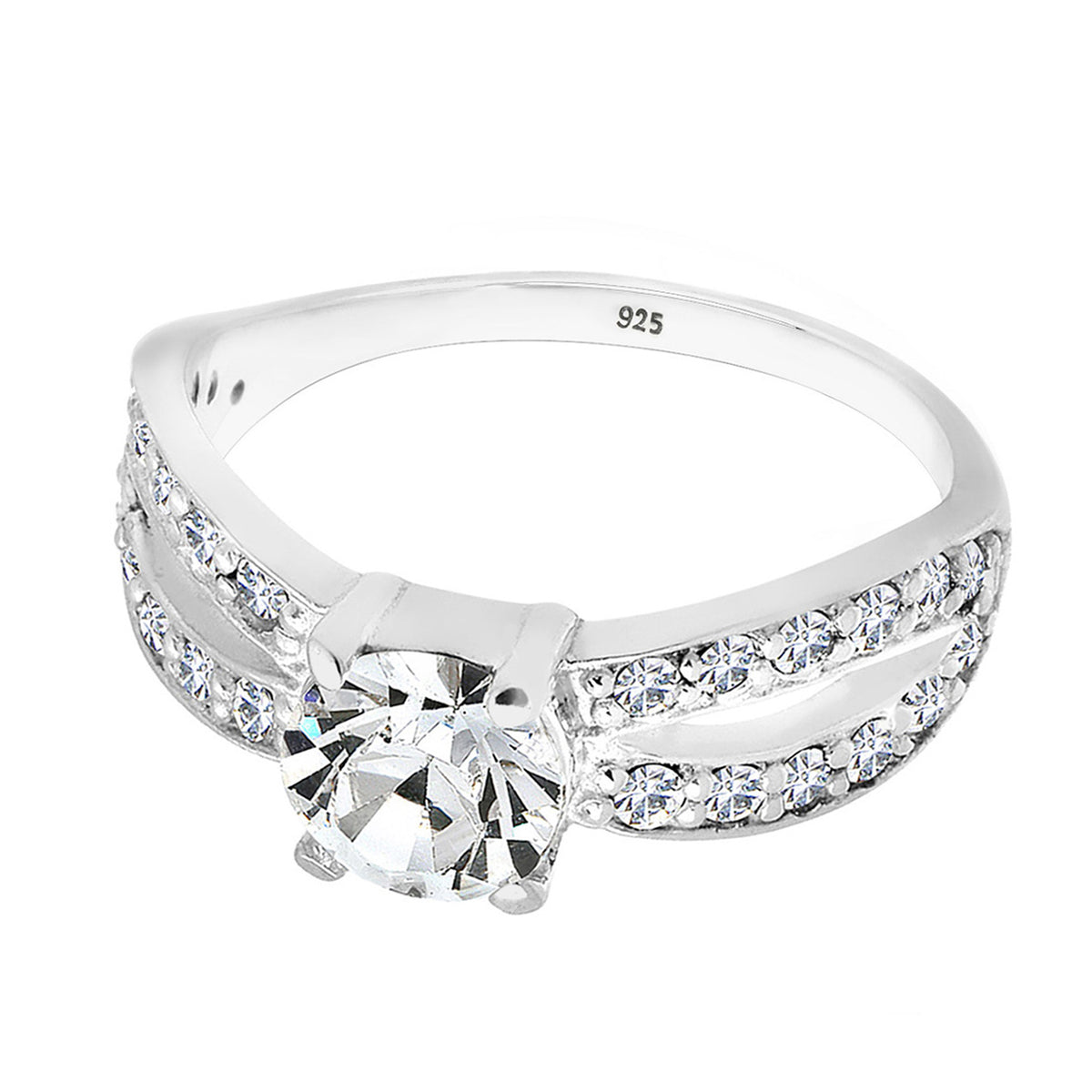 Silber - Elli | Solitär-Ring | Kristall ( Weiß ) | 925er Sterling Silber