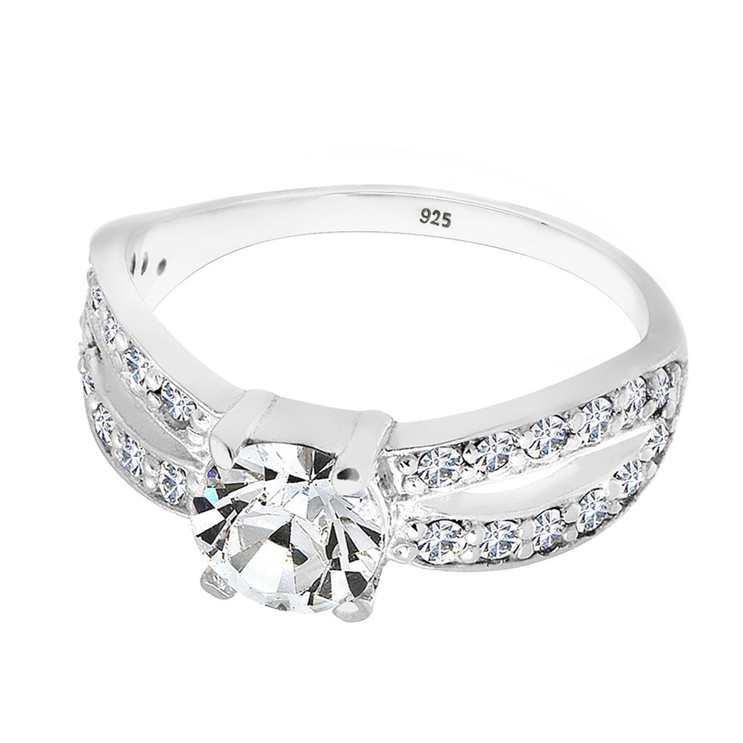 Silber - Elli | Solitär-Ring | Kristall ( Weiß ) | 925er Sterling Silber