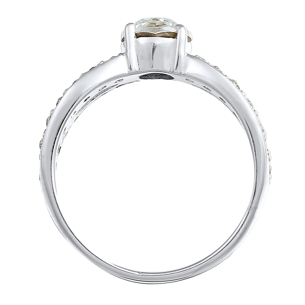 Silber - Elli | Solitär-Ring | Kristall ( Weiß ) | 925er Sterling Silber