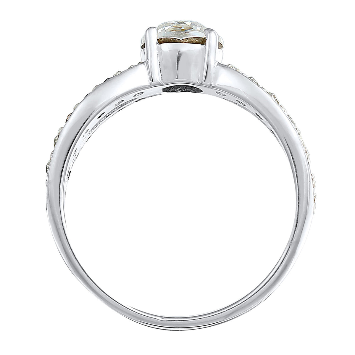 Silber - Elli | Solitär-Ring | Kristall ( Weiß ) | 925er Sterling Silber