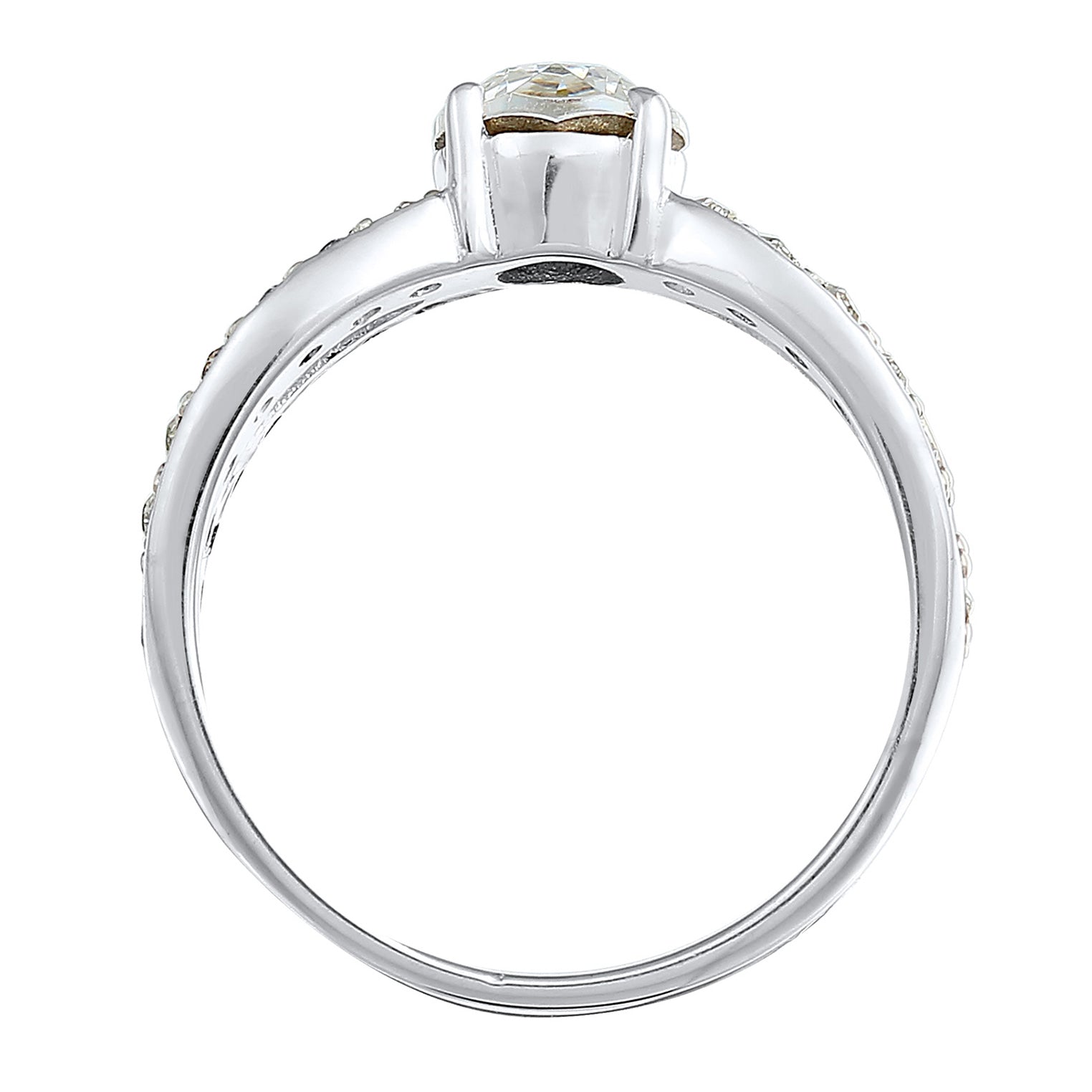 Silber - Elli | Solitär-Ring | Kristall ( Weiß ) | 925er Sterling Silber