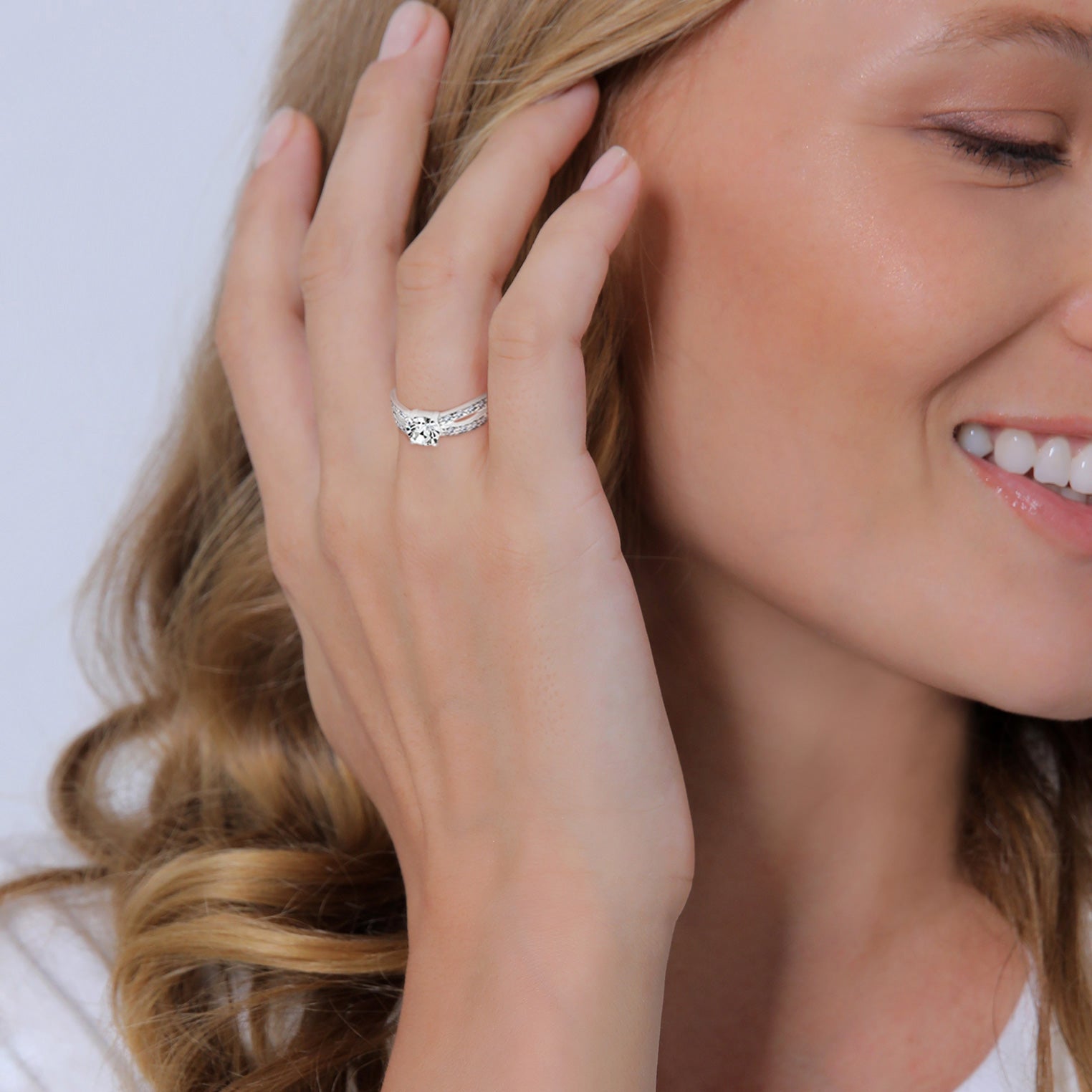 Silber - Elli | Solitär-Ring | Kristall ( Weiß ) | 925er Sterling Silber