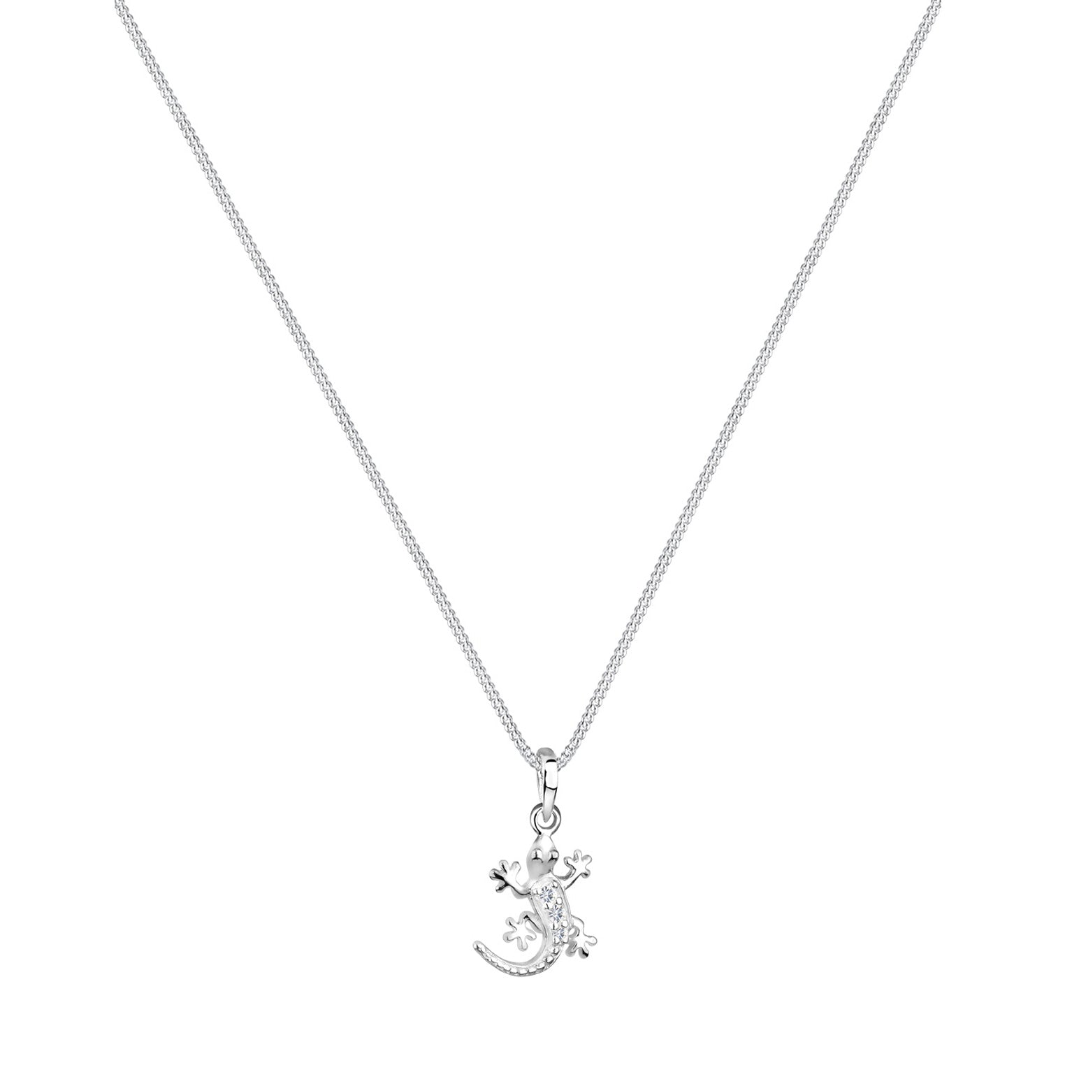 Weiß - Elli | Halskette Eidechse | Mit Kristallen von Swarovski® (Weiß) | 925er Sterling Silber