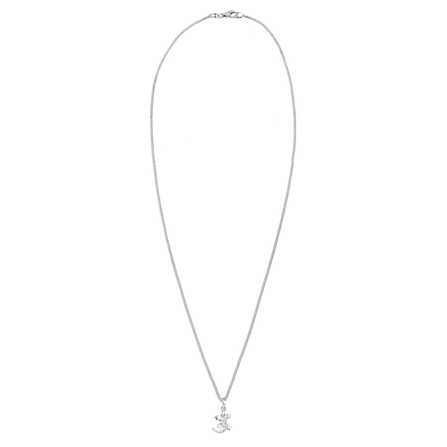Weiß - Elli | Halskette Eidechse | Kristall ( Weiß ) | 925er Sterling Silber