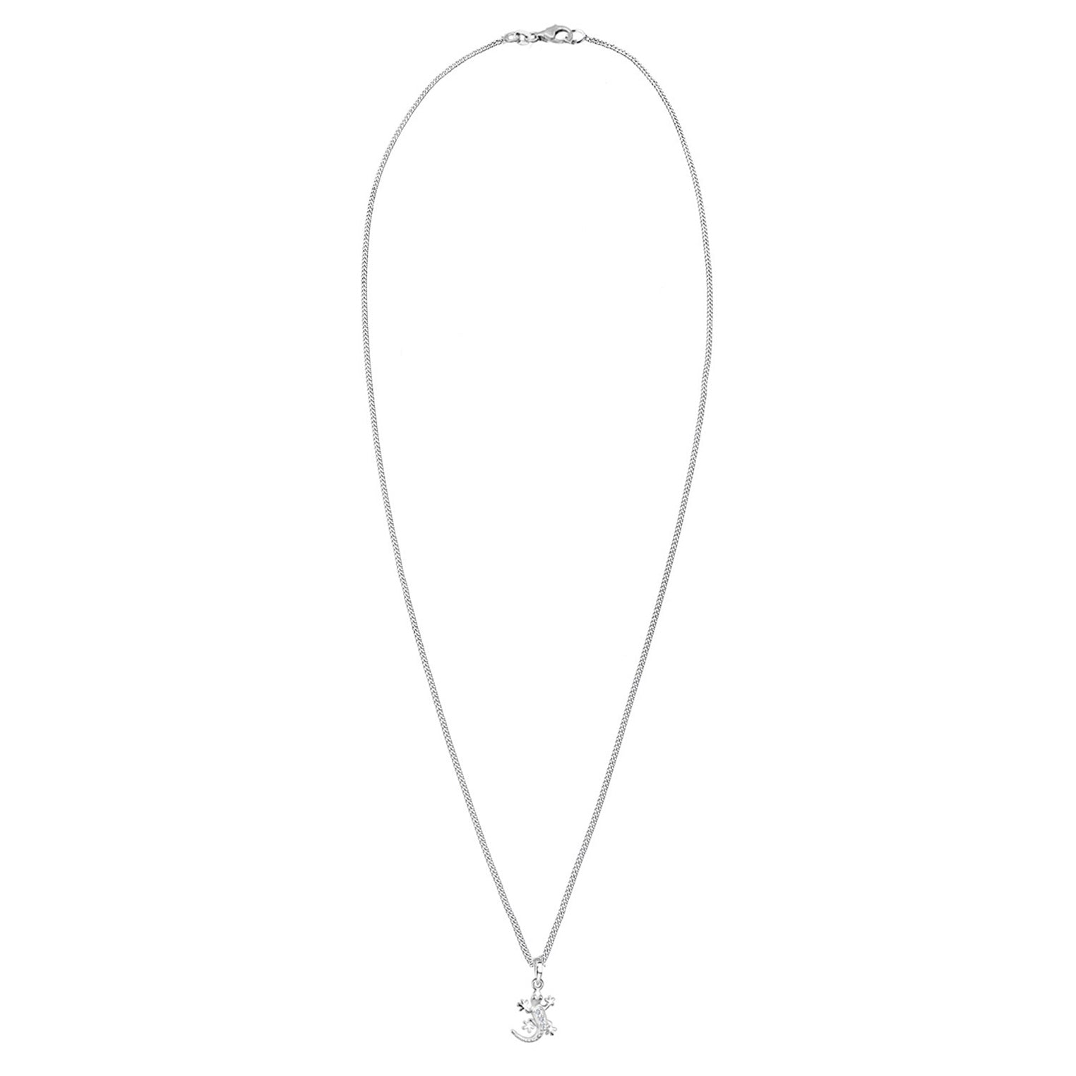 Weiß - Elli | Halskette Eidechse | Mit Kristallen von Swarovski® (Weiß) | 925er Sterling Silber