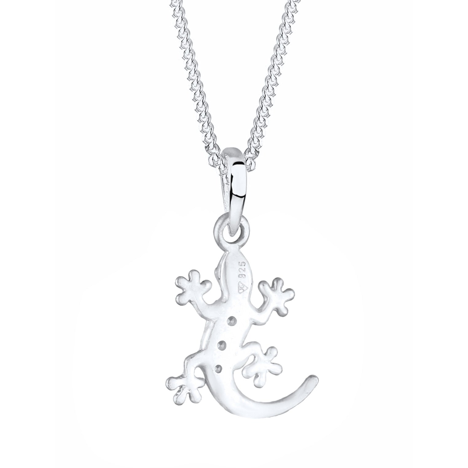 Weiß - Elli | Halskette Eidechse | Mit Kristallen von Swarovski® (Weiß) | 925er Sterling Silber