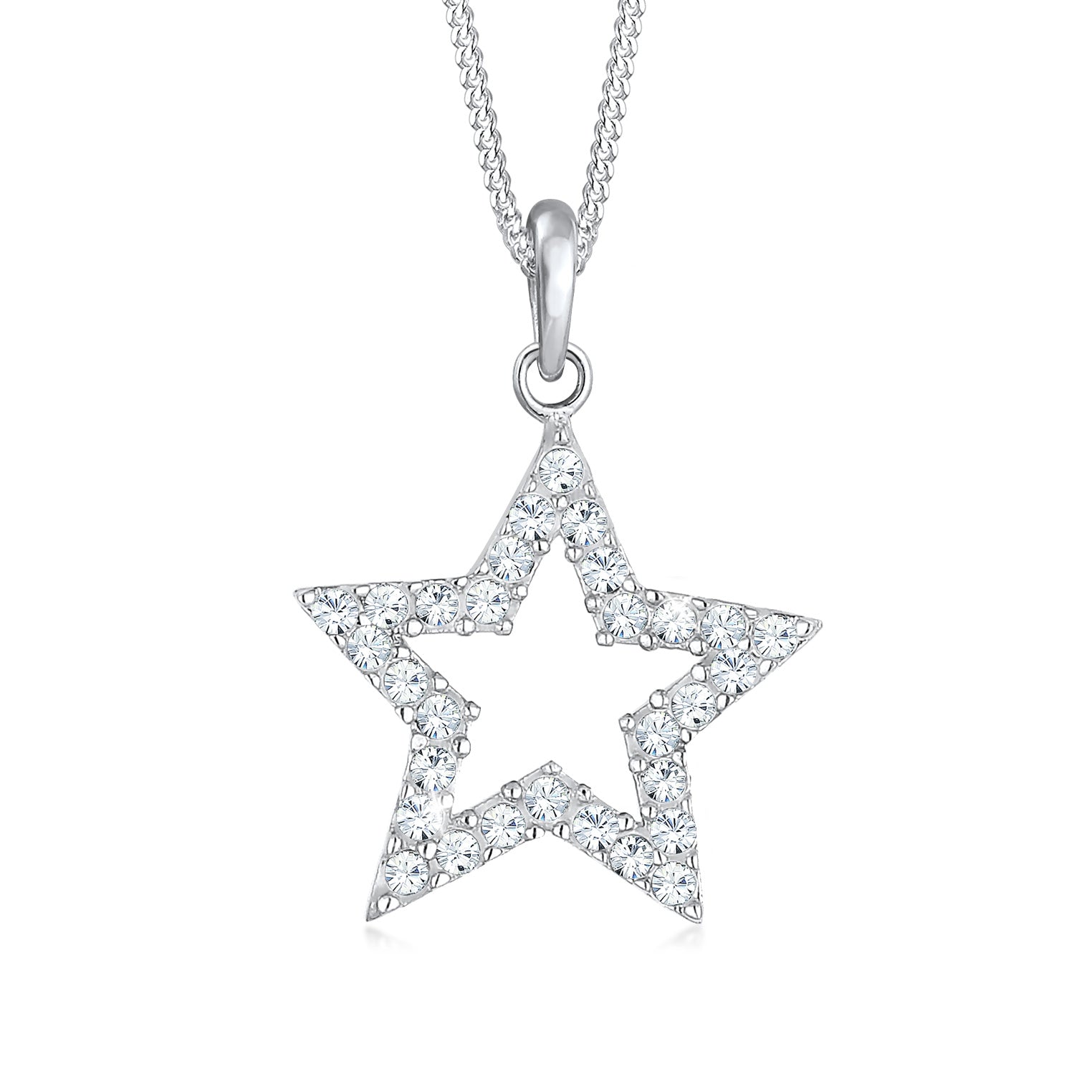 Weiß - Elli | Halskette Astro | Mit Kristallen von Swarovski® (Weiß) | 925er Sterling Silber