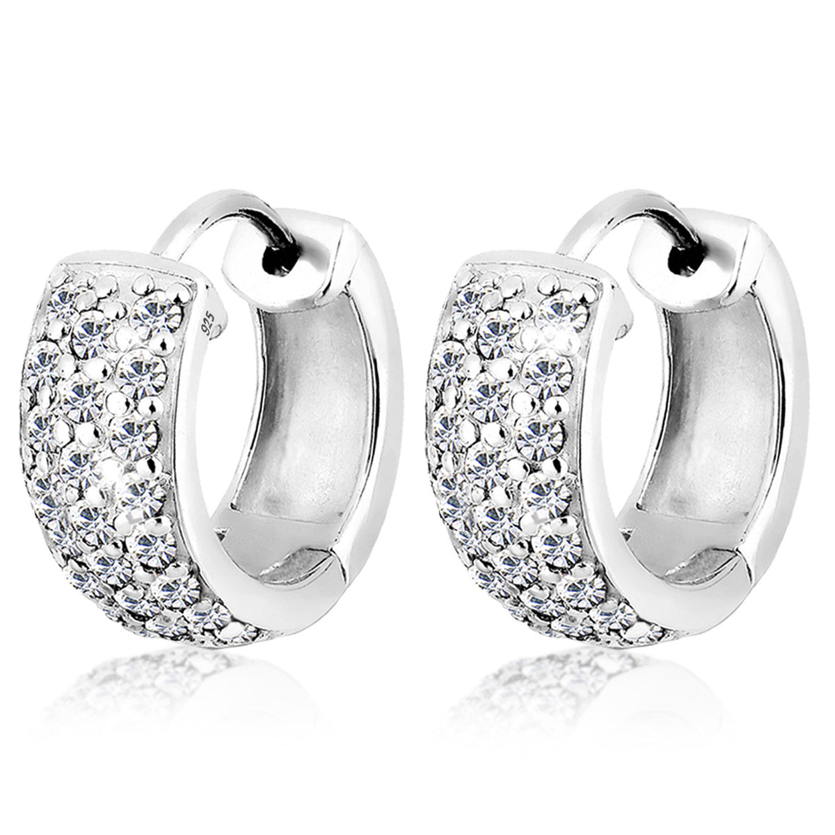Silber - Elli | Creole | Mit Kristallen von Swarovski® (Weiß) | 925er Sterling Silber