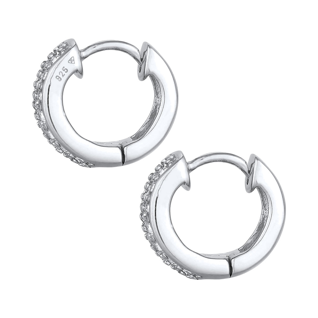 Silber - Elli | Creole | Mit Kristallen von Swarovski® (Weiß) | 925er Sterling Silber