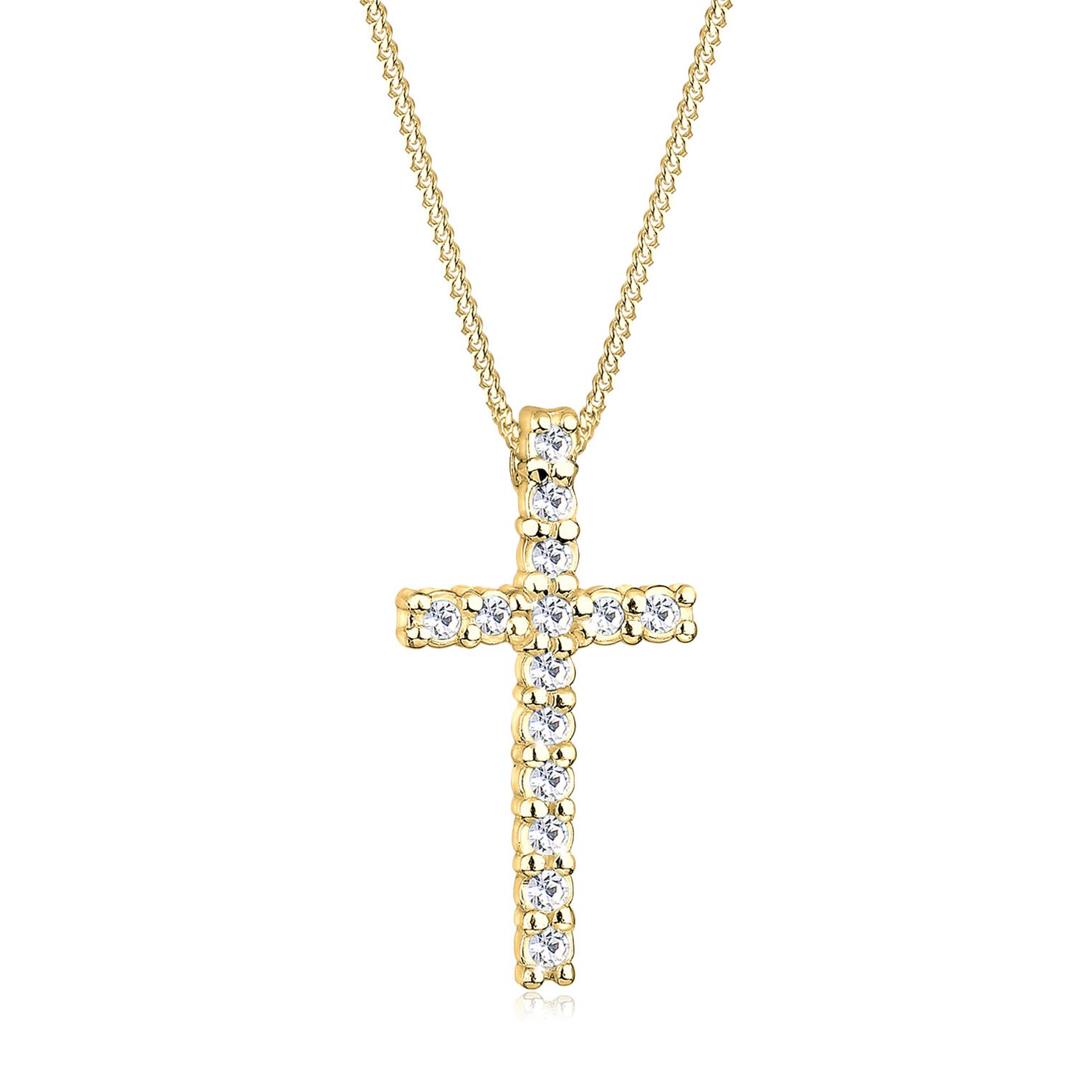 Weiß - Elli | Halskette Kreuz | Kristall ( Weiß ) | 925 Sterling Silber vergoldet