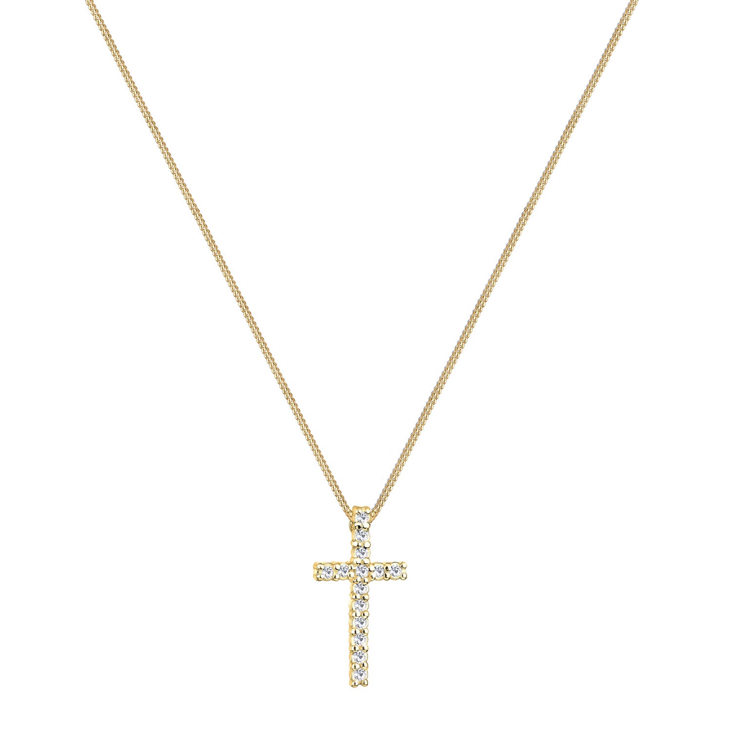 Weiß - Elli | Halskette Kreuz | Kristall ( Weiß ) | 925 Sterling Silber vergoldet