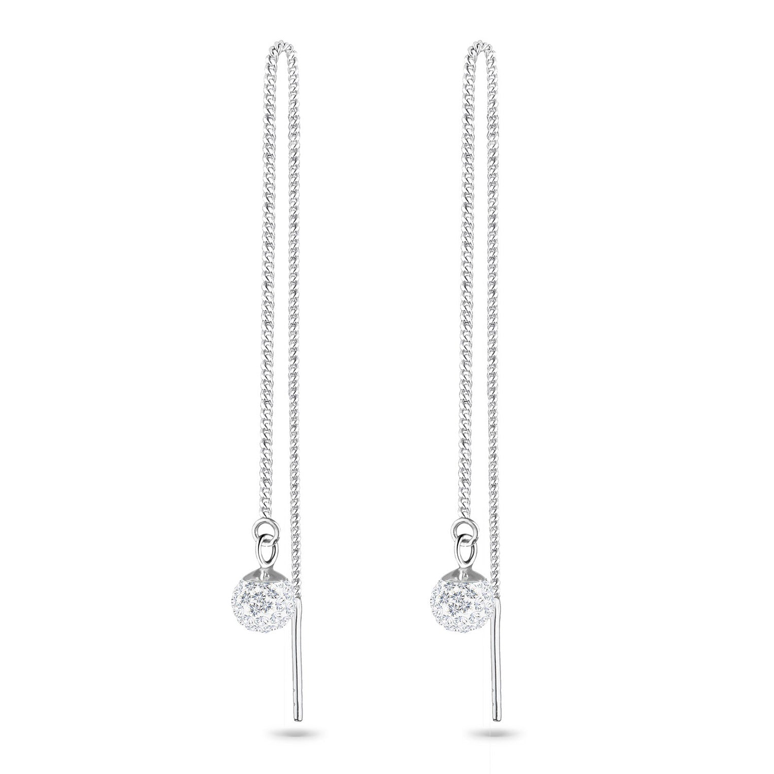 Weiß - Elli | Ohrhänger Ear Chain | Kristall ( Weiß ) | 925er Sterling Silber