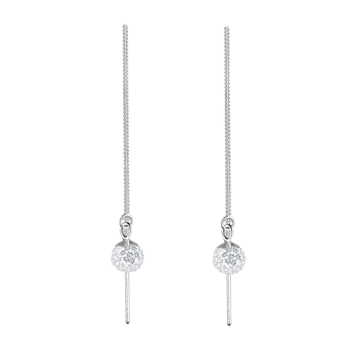 Weiß - Elli | Ohrhänger Ear Chain | Kristall ( Weiß ) | 925er Sterling Silber