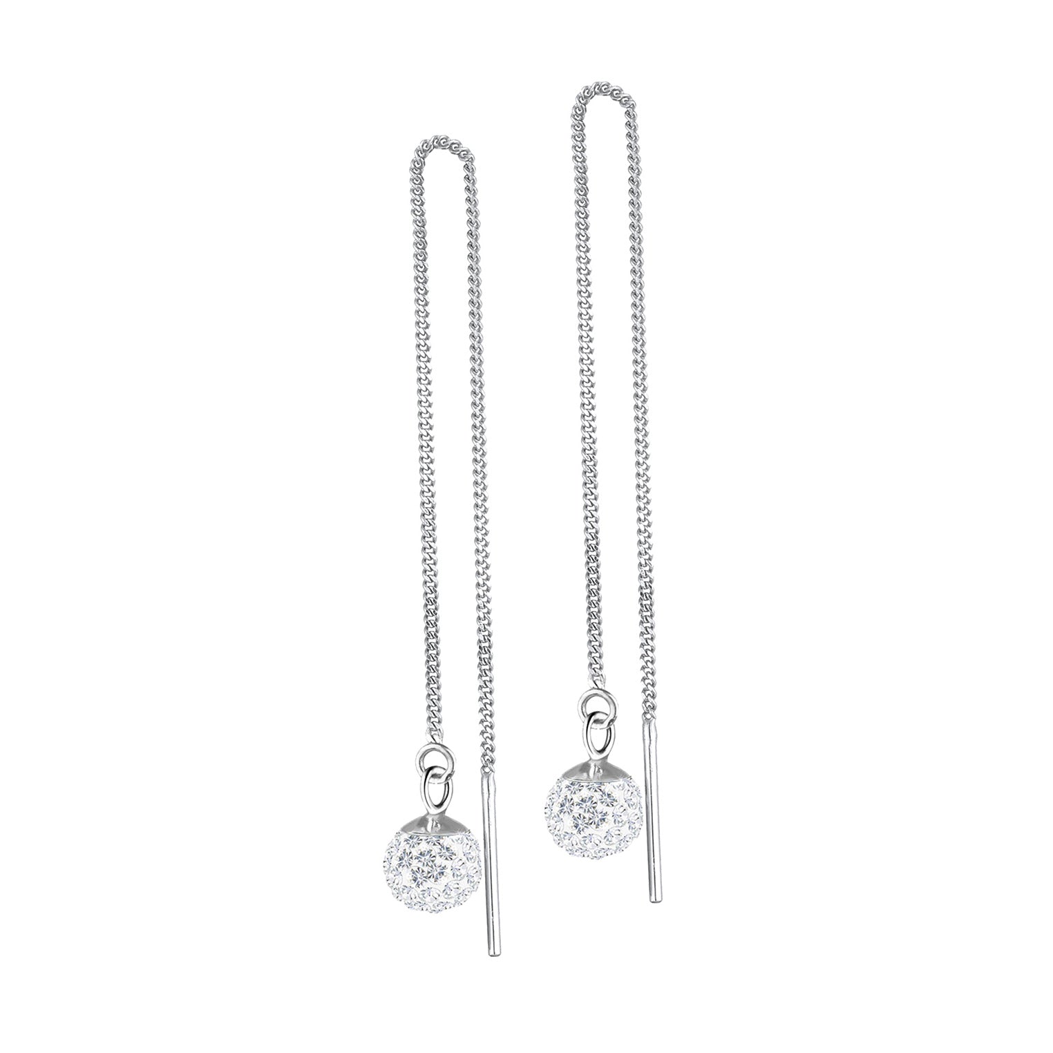 Weiß - Elli | Ohrhänger Ear Chain | Kristall ( Weiß ) | 925er Sterling Silber